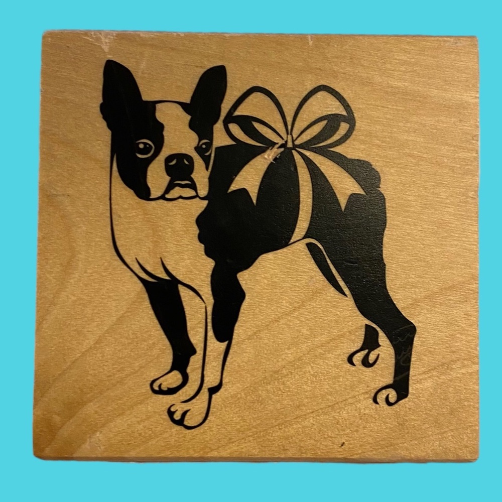 Recollections Christmas Dog Wood Mounted Stamp